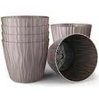 5.8 in. Dia Mocha Polypropylene Plant and Flower Pot, European Made, Indoor and Outdoor Decorative Planter (6/1 Set)