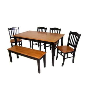 6-Piece Black and Oak Wood Dining Set