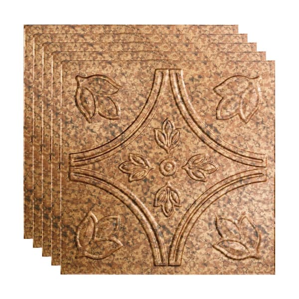 Fasade Traditional #5 2 ft. x 2 ft. Cracked Copper Lay-In Vinyl Ceiling Tile (20 sq. ft.)