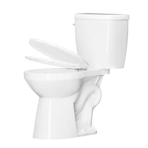 17.7 in. 2-Piece 1.28 GPF Single Flush Round Toilet in Soft-Close Seat Included in White