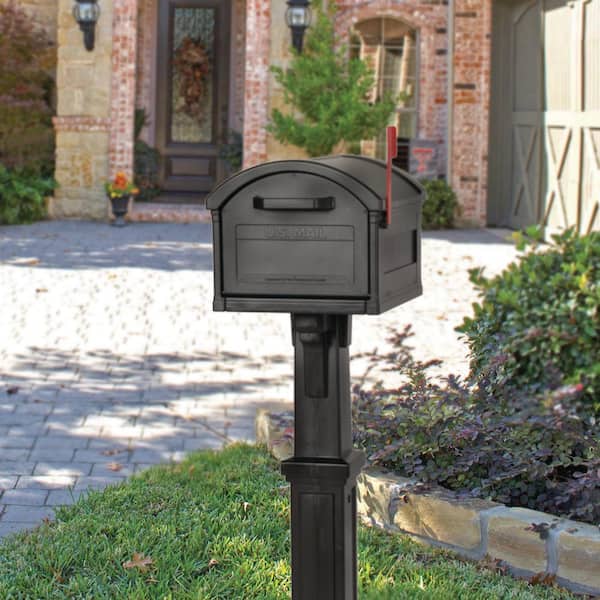 Grand Haven Black, Extra Large, Plastic, Mailbox and Post Combo