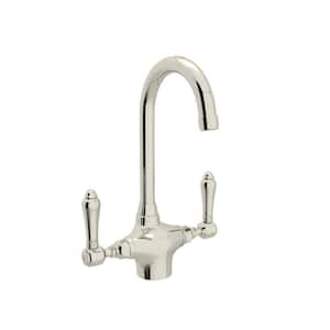 Country Kitchen Double Handle Bar Faucet in Polished Nickel