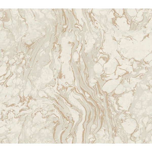 York Wallcoverings Ronald Redding White and Gold Polished Marble Paper Unpasted Matte Wallpaper (27 in. x 27 ft.)
