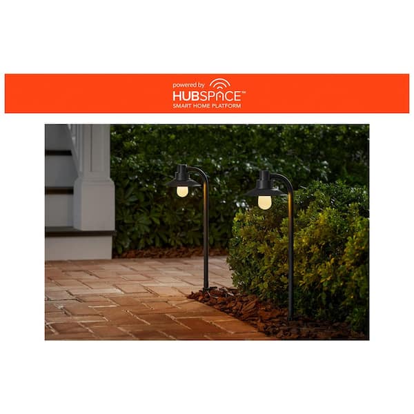 Smart Low Voltage Black Plug-in RGBw Integrated LED Outdoor Path Light Kit with Transformer Powered by Hubspace (2 Pack)