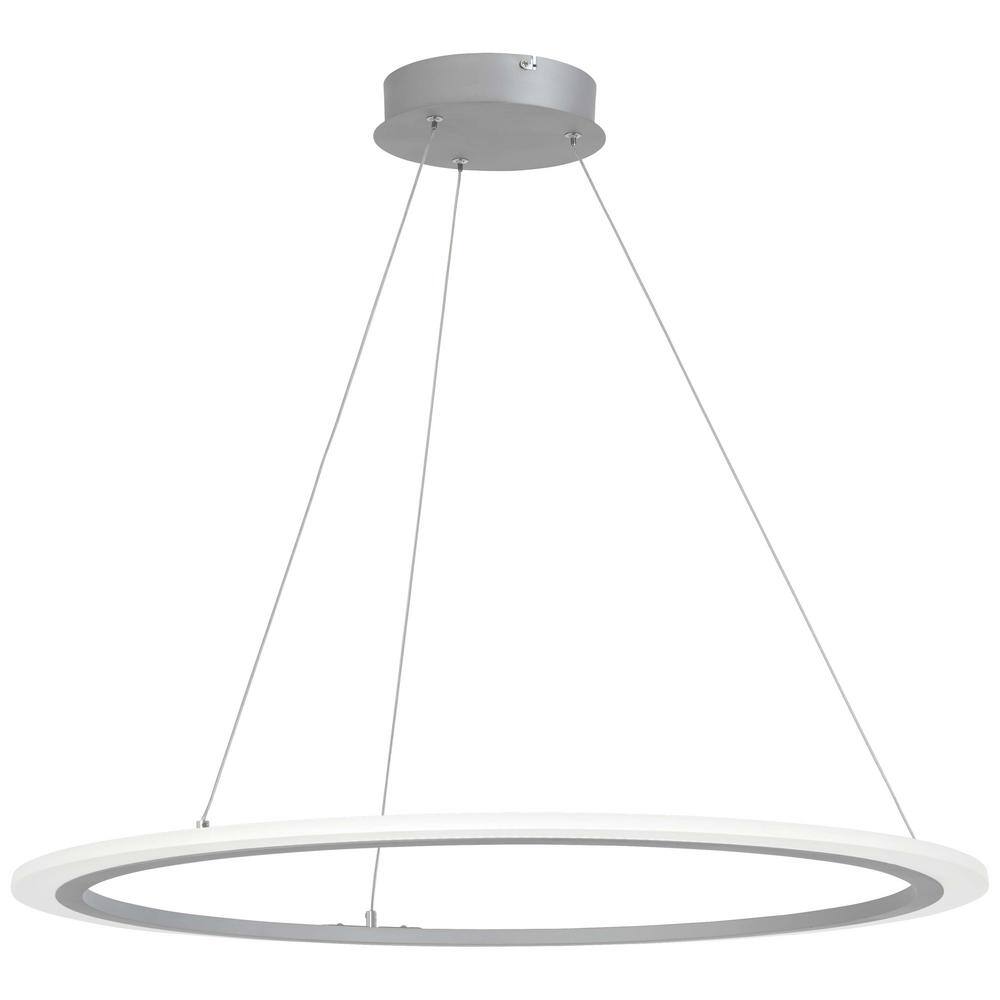 Silver Acrylic LED Pendant Light with Adjustable Height