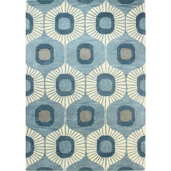Chelsea Lt. Blue 5 ft. x 8 ft. (5' x 7'6") Geometric Contemporary Area Rug