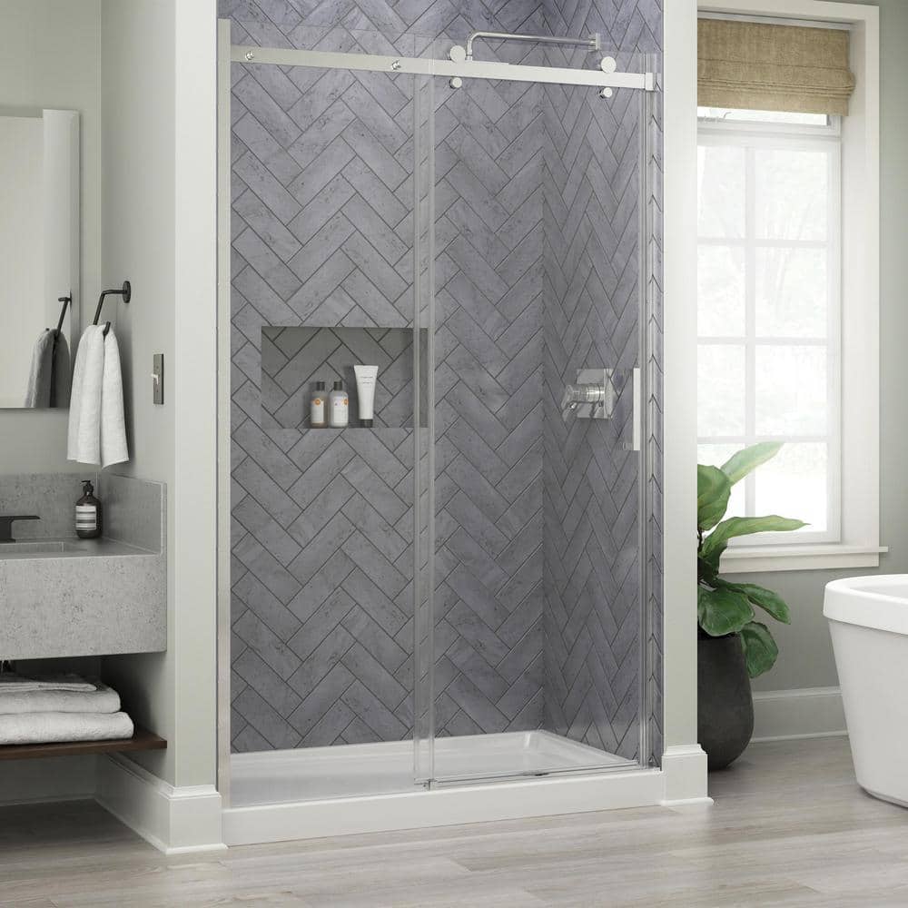 Delta 76" x 48" Frameless Chrome Sliding Shower Door