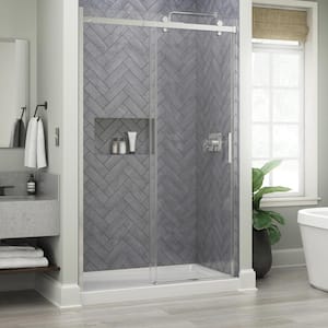 Commix 48 in. x 76 in. Sliding Frameless Shower Door in Chrome with 5/16 in. (8 mm) Clear Glass