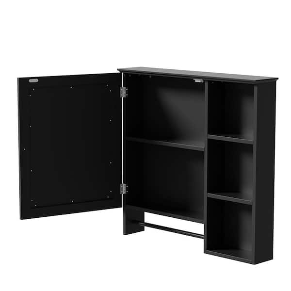 Nestfair 28.86 in. W x 4.49 in. D x 27.99 in. H Bathroom Storage Wall Cabinet in Black
