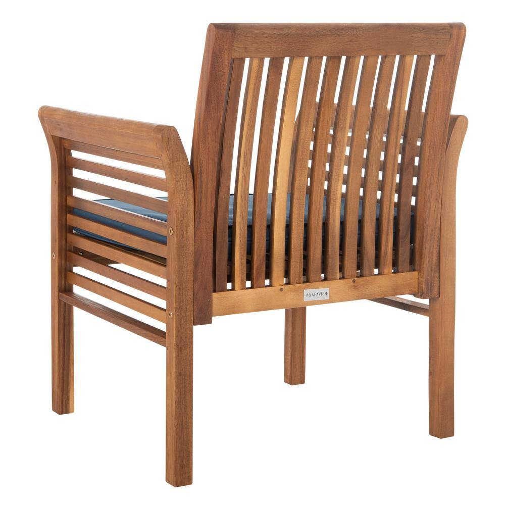 Carson 4-Piece Natural Acacia Outdoor Set with Navy Cushions