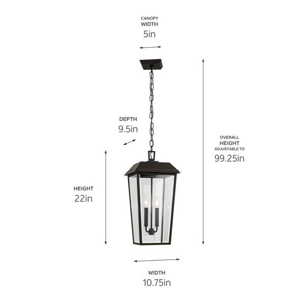 Kichler Mount Vernon Olde Bronze Traditional Clear Glass Lantern Pendant Light