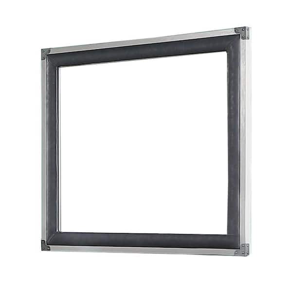 Benjara 2 in. W x 40 in. H Gray Rectangular Wooden Frame Mirror with Padded Trim