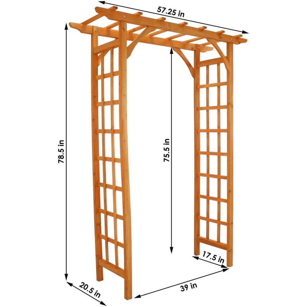 Sunnydaze 78.5" Brown Wooden Garden Arbor with Trellis Sides