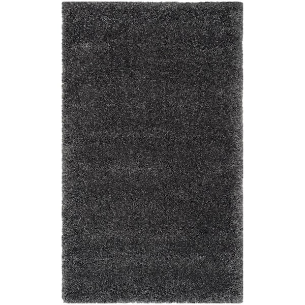 SAFAVIEH Santa Monica Shag Dark Gray Doormat 3 ft. x 5 ft. Solid Area Rug