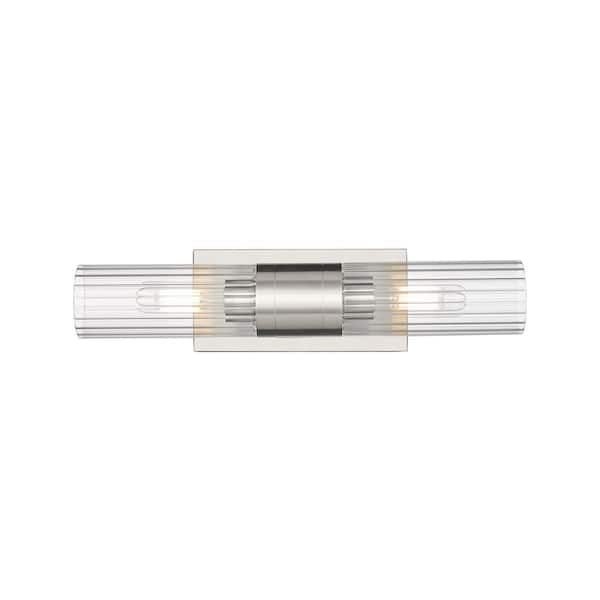 Innovations Empire 18.5 in. 2-Light Satin Nickel Vanity Light with Glass Shade