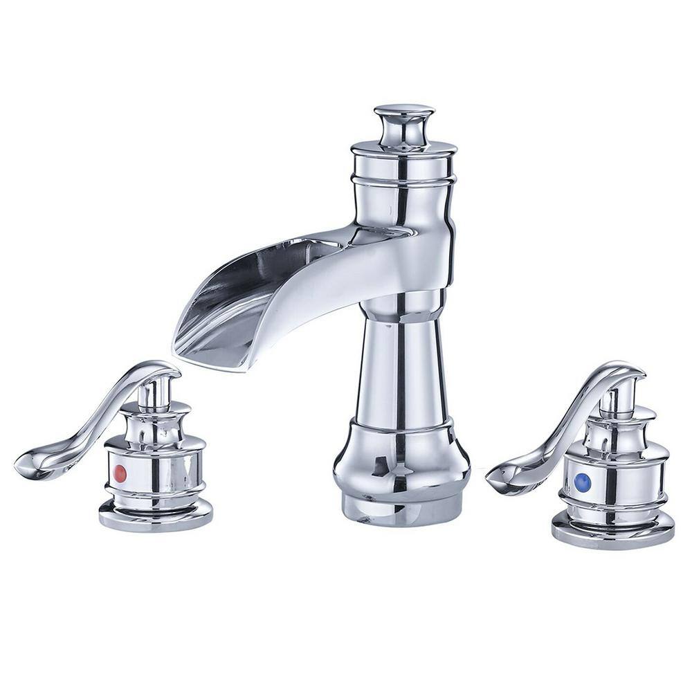 8 in. Widespread Double Handle 3 Holes Bathroom Sink Faucet in Polished Chrome price history on PriceWatchPro