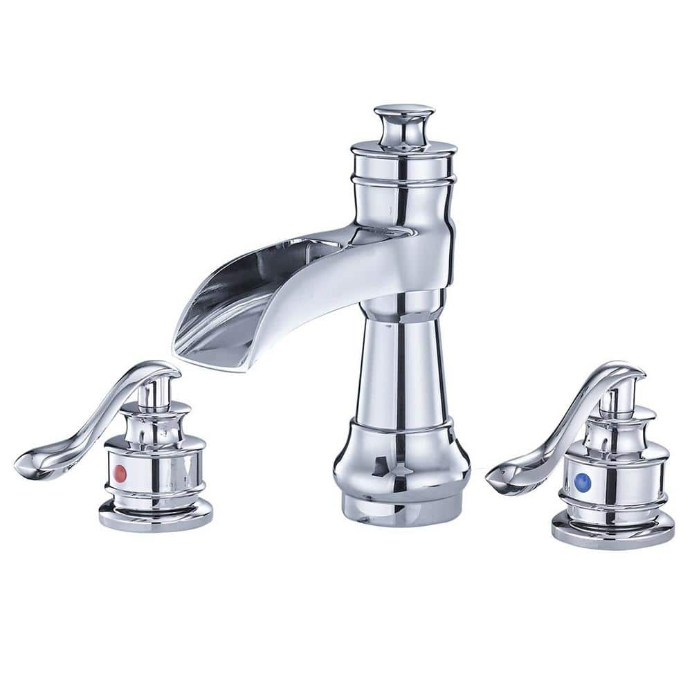 8 in. Widespread Double Handle 3 Holes Bathroom Sink Faucet in Polished Chr