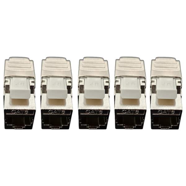 Micro Connectors, Inc CAT6 Shielded Keystone Jack Tool-Less Silver 5-Pack