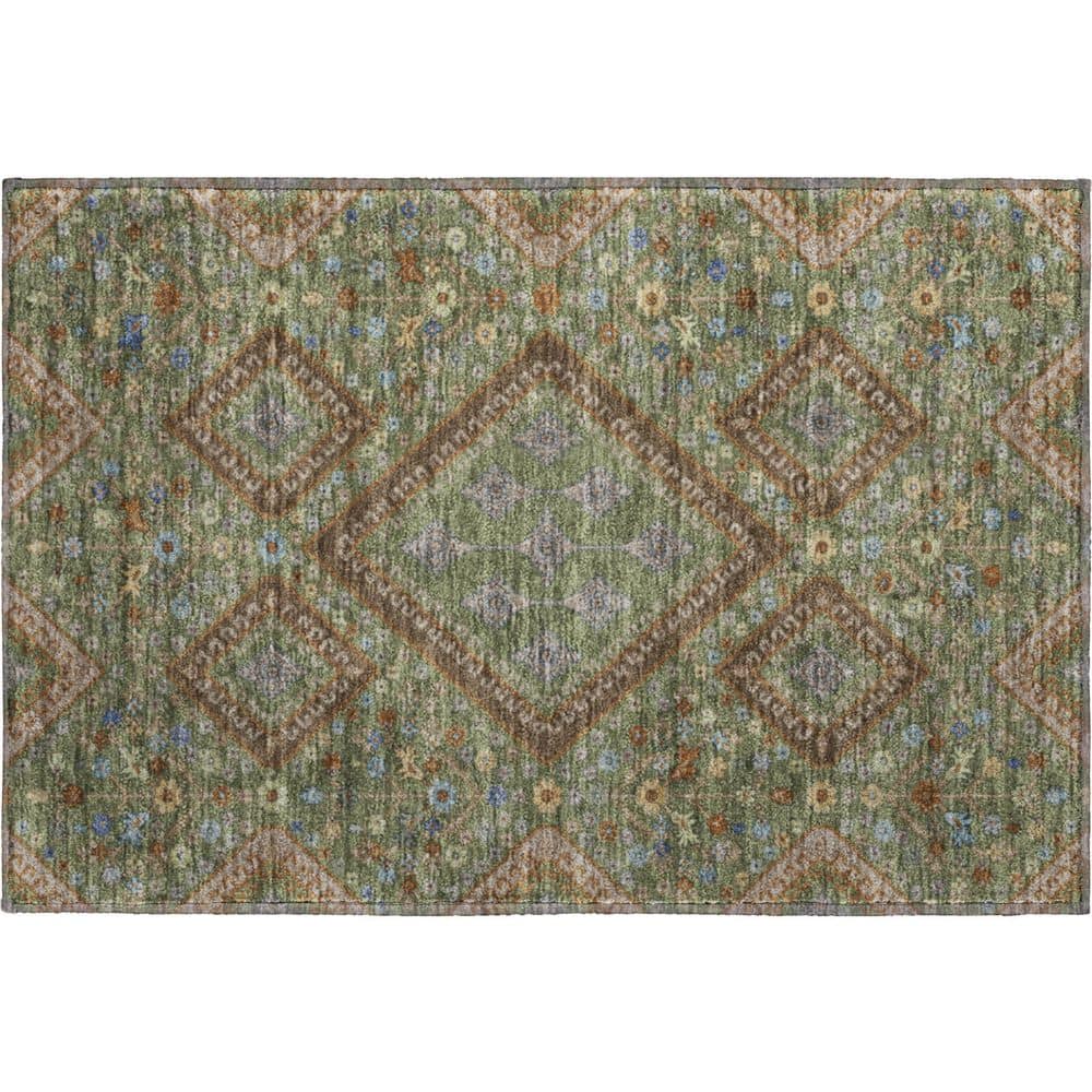 Mayfield Premium Machine Washable Abstract AMF2459 Olive 3 ft. x 4 ft. Area Rug price history on PriceWatchPro