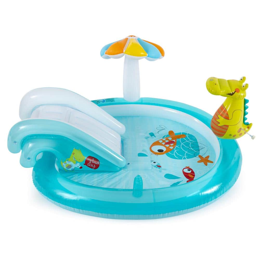 Intex Gator Inflatable Kiddie Pool with Slide and Sprinkler