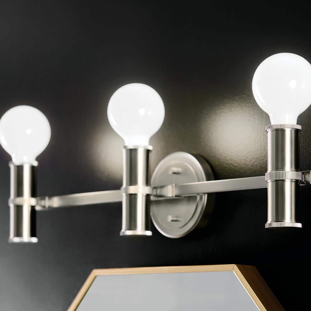 Torche 24.25 in. 3-Light Brushed Nickel Modern Bathroom Vanity Light price history on PriceWatchPro