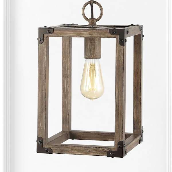 JONATHAN Y Magnolia 8.13 in. Oil Rubbed Bronze/Brown Adjustable Iron Rustic Farmhouse LED Pendant