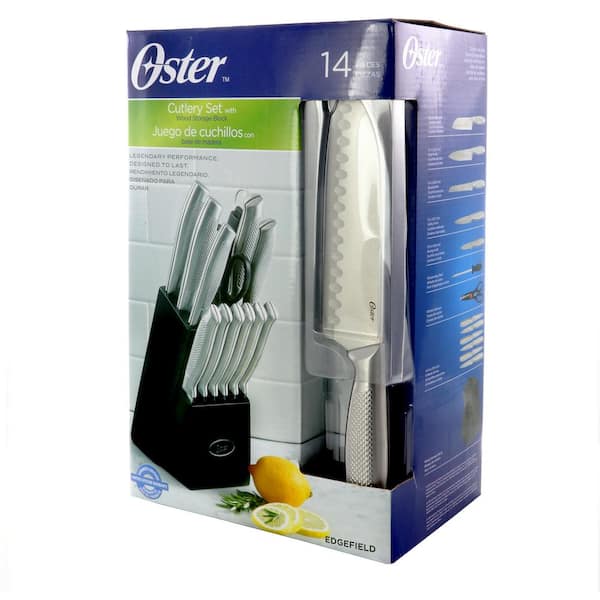 Oster Edgefield 14pc Steel Cutlery Knife Set with Black Knife