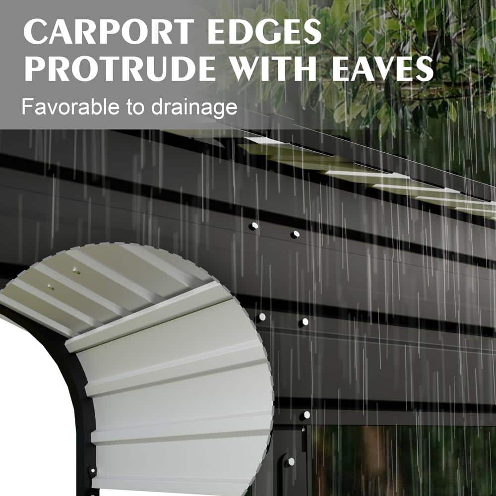 12' x 20' Gray Metal Arch Roof Carport