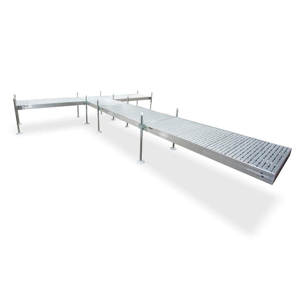 Tommy Docks 24 ft. T-Style Aluminum Frame with Gray Titan Platinum Series Complete Dock Package for DIY Docks and Boat Dock Systems
