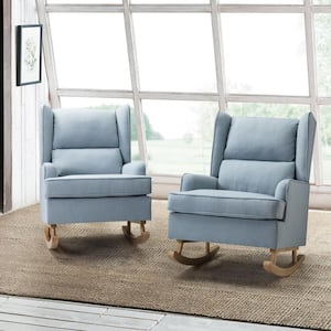 Andres Blue Rocking Chair with Solid Wooden legs (Set of 2)