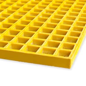 1.5 in. x 1.5 in. x 1 in., 1 ft. x 1 ft., Fiberglass Molded Grating for Floors Outdoor Drain Cover Deck Tile, Yellow
