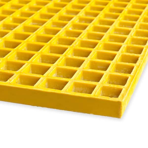Wellco 1.5 x 1.5 x 1 in., 1 x 4 ft., Fiberglass Molded Grating Composite for Outdoor Drain Cover Deck Tile, Yellow