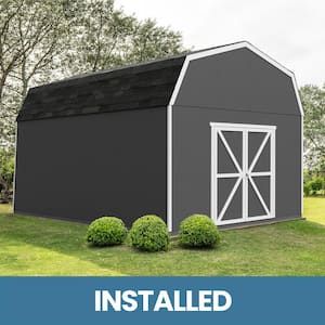 Professionally Installed Hudson 12 ft. x 24 ft. Multi-Purpose Barn Style Wood Storage Shed -Gray Shingle (288 sq. ft.)