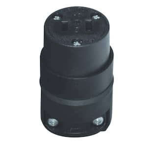 15 Amp Polarized Rubber Round Connector, Black