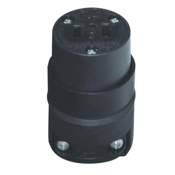 15 Amp Polarized Rubber Round Connector, Black 115CR