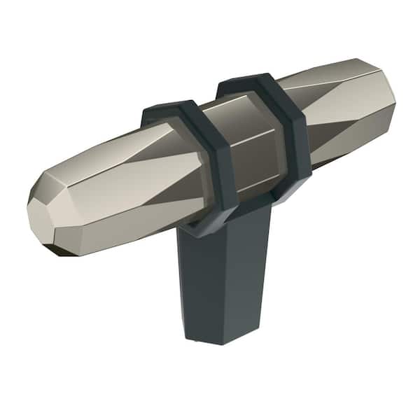 Amerock London 2-1/2 in. (64mm) Modern Polished Nickel/Black Bronze Bar Cabinet Knob