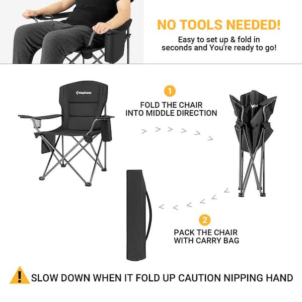 Kansas State Wildcats Folding Camp Chair With Carry Bag - Black, Cup Holders, 300 Lb Capacity