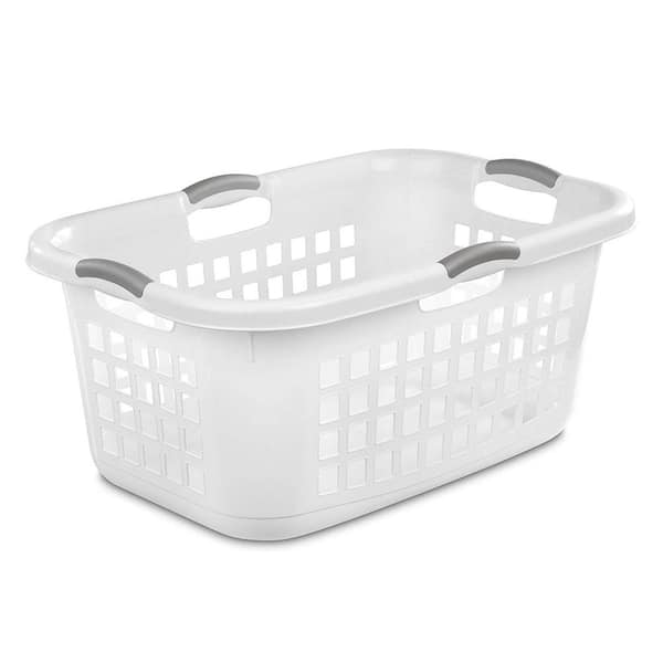 White Stackable Laundry Basket with Grey Handles