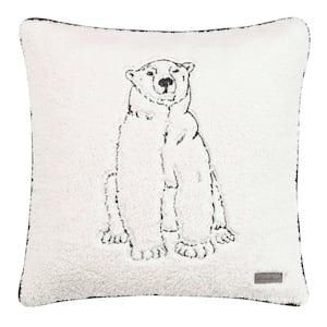 Cozy Polar Bear White 1-Piece 20 in. x 20 in. Plush Throw Pillow