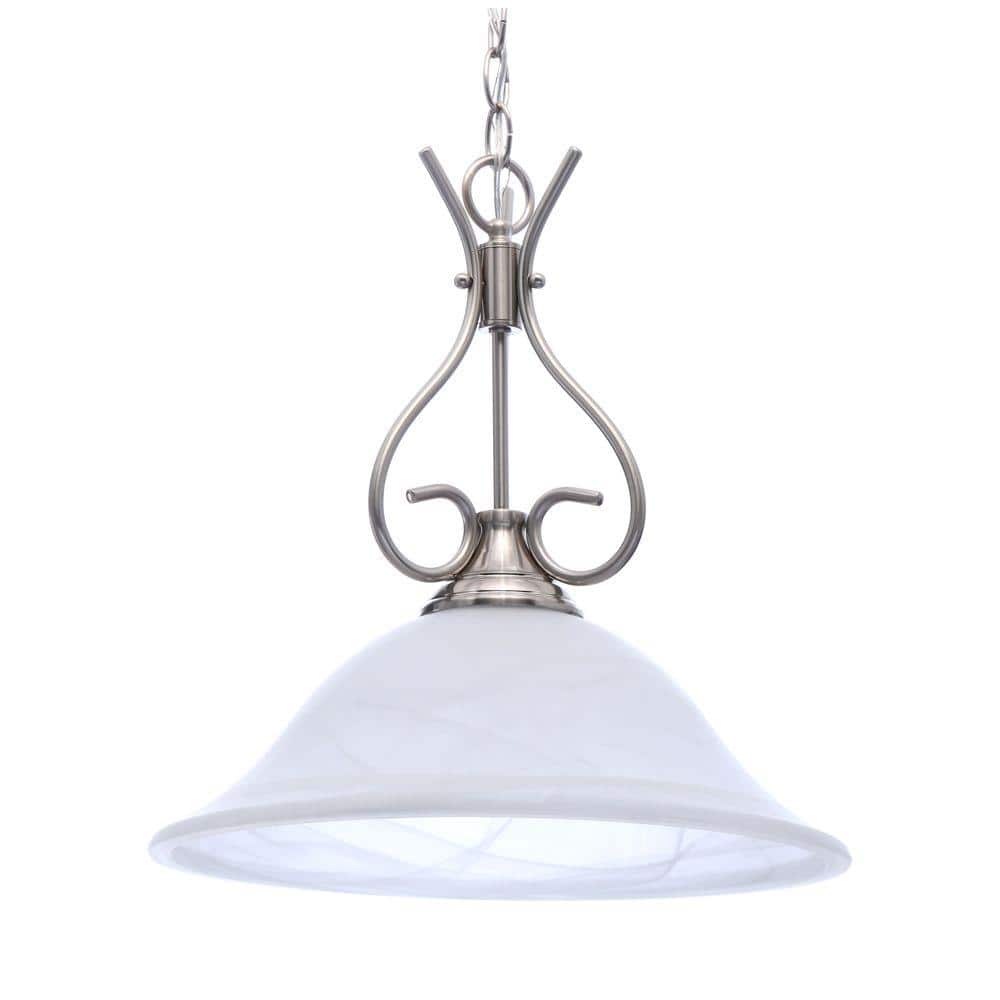 Brushed Nickel Alabaster Glass 18" Pendant Light