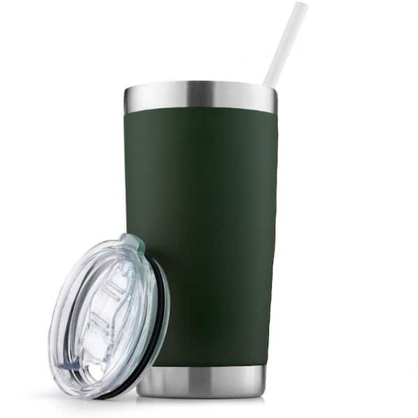Zulay Kitchen 20 oz. Stainless Steel Insulated Tumbler with Lid and Straw Dark Green
