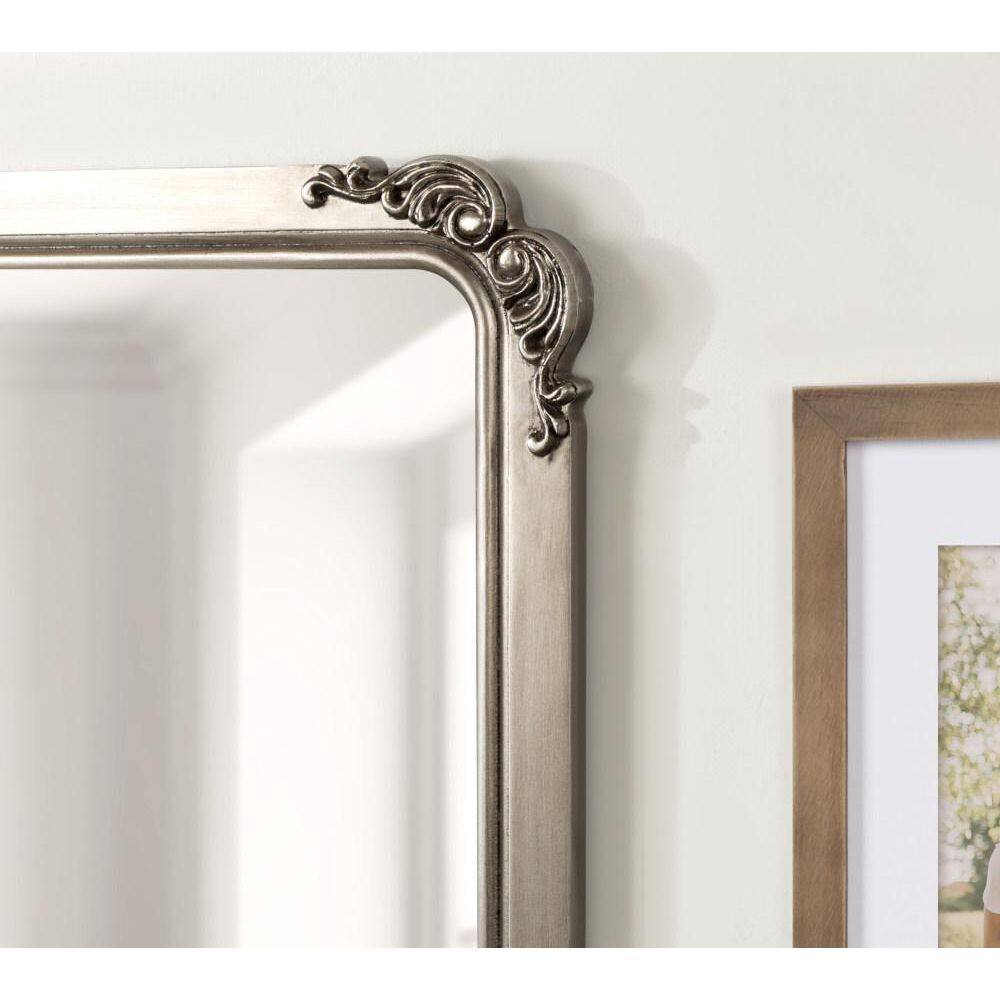 Ivette Silver and Gold Rectangular Wall Mirror with Garland Detail