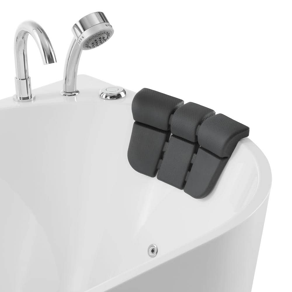 59'' White Freestanding Acrylic Whirlpool Bathtub with Faucet