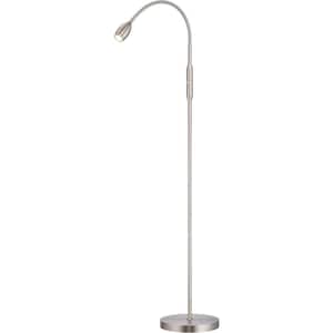 52 in. Silver Dimmable Swing Arm Metal Full Range LED Floor Lamp
