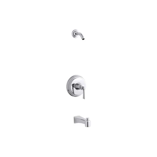 KOHLER 1-Handle Rite-Temp Bath and Shower Valve Trim Kit in Polished Chrome Less Showerhead (Valve Not Included)
