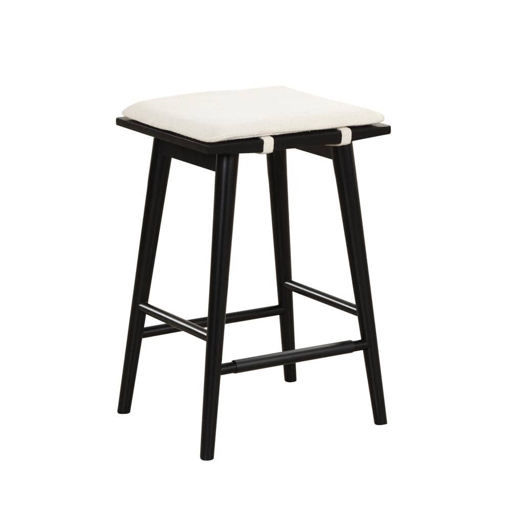 Nathan James Black Wood Saddle Counter Stools with Cushions, Set of 2