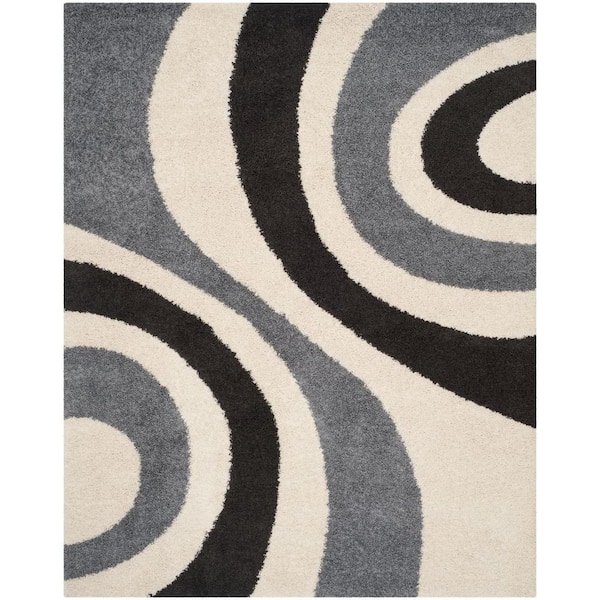 SAFAVIEH Art Shag Ivory/Gray 4 ft. x 6 ft. Striped Area Rug