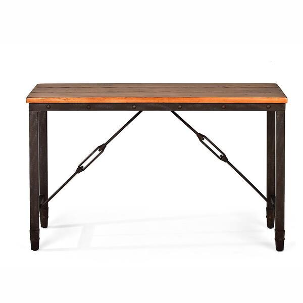 Ashford 48 In Antique Honey Iron, Iron And Wood Console Table