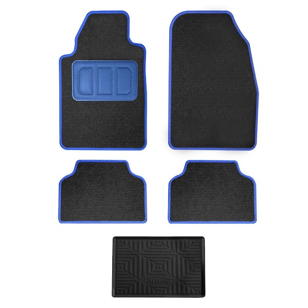FH Group Blue 4-Piece Ribbed Universal Liners Carpet Car Floor Mats - Full Set