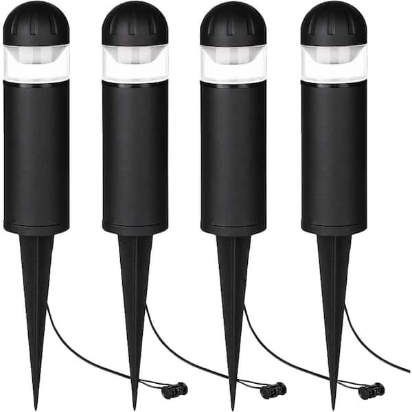 EKIEUDL 200 Lumens 12-Volt Hardwired Integrated LED Light for Garden Light (4-Pack) in Black